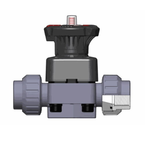 PVC-U Membranventil DK DIALOCK®, Verschraubung mit Gewindemuffe, PTFE Ausführung